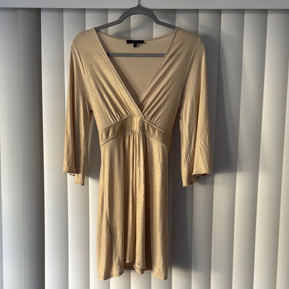 Express Gold 3/4 Sleeve Dress